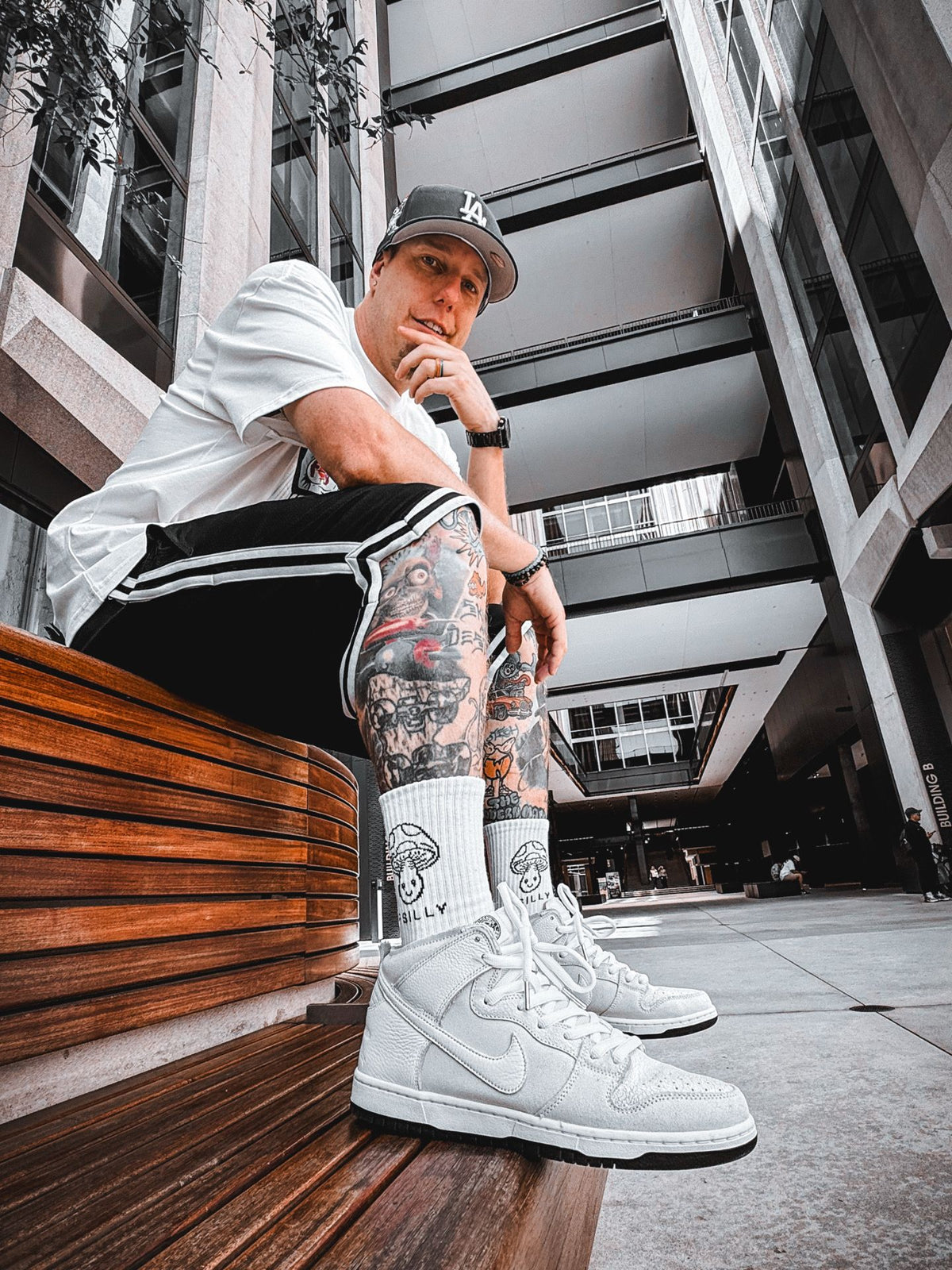 White PSILLY mushroom crew socks